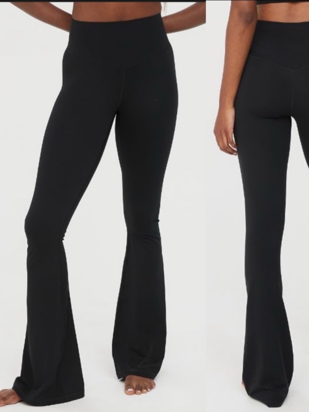 NWT Offline by Aerie Real Me Super Flare High Rise Black Smocked Legging XS